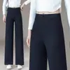 Pantalones de traje rectos ajustados hechos a medida para mujer en azul marino, nuevo estilo primavera/otoño 2026, de tiro alto, casual, con una bonita caída