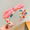 Faixa de cabelo de tecido estilo coreano com laço para crianças, faixa de orelhas de coelho de aba larga para meninas, acessório de cabelo fofo que não aperta para bebês