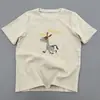 Camiseta Nueva de Primavera de Manga Corta con Estampado de Dibujos Animados Estilo Coreano Retro para Mujer, Tejido Cepillado, Top Versátil Casual Juvenil para el Día a Día