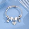 Nova Pulseira DIY Panjia de Aço Inoxidável Moda Feminina Pingente de Coração Versátil Pulseira de Casal Ajustável Sem Cor