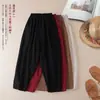 Pantalones Harem Retro de Algodón y Lino Sueltos Adelgazantes Verano Nuevos Versátiles Cintura Elástica Pantalones Casuales Moda Mujer
