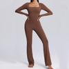 Traje Europeo y Americano Nuevo de Manga Larga 2025 Traje de Yoga Alta Elasticidad Transpirable Traje de Fitness para Danza Traje Deportivo de Campana Mujeres