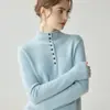 Suéter de mujer de cachemira grueso de siete puntos con cuello alto medio, nuevo jersey ajustado de otoño e invierno con mangas largas para usar en capas