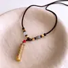 Nova Colar Pingente Redondo com Contas de Pedra Olho de Tigre Estilo Chinês, Corrente de Suéter Versátil Retro Chinesa, Joia Fashion e Versátil