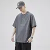 Camiseta Pesada de Manga Curta para Homem, Novo Estilo Verão 2026, Algodão Puro, Estilo Americano, Marca Tendência, High Street, Caimento Solto, Top Casual com Gola Redonda