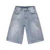 Jeans Masculino Nirben Denim Retrô Americano High Street Marca Tendência Calça Cropped Reta Solta Lavada Calça de Comprimento Médio