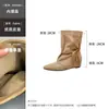 Botines de Cuero Patchwork con Punta Aguda y Aumento de Altura de 6 cm para Mujer, Nuevos Botines de Moda 2026 Vintage con Cordones y Pliegues a Media Pantorrilla