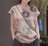 Camisa de Mujer Verano 2026 Estilo Chino Nuevo con Mangas Cortas Volantes, Diseño Único, Cómoda, Elegante, Cuello Diagonal con Cierre de Botón