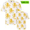 Amazon nova camiseta casual de verão estilo coreano com estampa de polvo e lula, manga curta, gola redonda, atacado