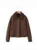 Ropa Nueva para Mujer de Otoño e Invierno 2025 Europea y Americana Transfronteriza, Chaqueta Casual de Moda de Gama Alta con Integración de Cuero y Piel para Mujer