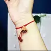 Tobillera de Buena Suerte para Mujer, Flores Florecientes por Todas Partes, Pulsera Apilada de Madera de Durazno para Hombre, Flor de Durazno, Fruto de Loto, Cinabrio