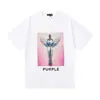 Comércio Exterior Marca da Moda Marca Roxa Logo Clássico de Letras Estampado Manga Curta Névoa Rua Americana Marca da Moda Camiseta