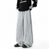 Pantalones de Chándal Grises Florales con Hoja Curva para Hombre Otoño 2025 Nuevos Pantalones Casuales Rectos Sueltos Modernos Pantalones Deportivos Americanos