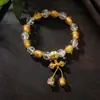 Hanyuyuan Gris Fragante Dorado Luminoso Lámina de Oro Esmaltado Pulsera de Transferencia de Mantra de Seis Caracteres Pulsera Joyería para Lugares Escénicos de Templos Venta al por Mayor
