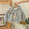 Sudadera con forro de forro polar para bebé para otoño e invierno, diseño de dibujos animados, nuevo estilo 2026, unisex, cálido y elegante, top para bebé estilo coreano