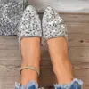 Comercio exterior transfronterizo talla grande 2026 zapatos planos de punta, moda europea y americana otoño lentejuelas mocasines poco profundos para mujer