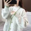 Otoño 2024 Nuevas Explosiones Suéter para Mujer Ropa Exterior Holgada Cárdigan de Punto Chaqueta de Terciopelo de Visón de Principios de Otoño