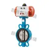 Válvula de Mariposa Neumática de Doble Brida de PTFE D671X-16Q Tipo Wafer Placa de Acero Inoxidable 304 Molida en Bola DN40-300