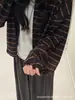 Chaqueta Cárdigan Rayada Marrón Melanoid para Mujer Otoño Nuevo Estilo Estilo Coreano Holgada Adelgazante Estilo Suave Top Botones Estilo Coreano