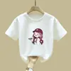 2346# camiseta casual de manga curta para meninas verão 2025 nova roupa infantil para meninas algodão para crianças grandes roupa de verão para crianças