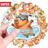 Compra directa transfronteriza de 50 lindos y adorables pegatinas decorativas impermeables de capibaras de dibujos animados para agendas
