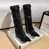 Botas de jinete, botas de cowboy western ajustadas, nuevo estilo con hebilla de cinturón, tacón de cuña, punta fina 2026, estampado de leopardo retro, botas hasta la pantorrilla de talla grande