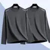 Camiseta deportiva casual para hombre de manga larga con estampado, moderna para adolescentes, adecuada para todas las estaciones, cuello redondo, top básico de manga larga