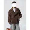 Jaqueta Masculina Cleanfit Americana de Gola Dupla com Zíper Oblíquo Tamanho Grande Marca Trendy High Street Cor Sólida Rebelde Cool Jaqueta de Motociclista Peça Externa