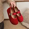 Nuevos zapatos Mary Jane de gamuza verde para mujer con un aumento de altura interno de 5 cm, punta redonda, corte bajo, estilo retro