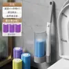 Escova de Banheiro Descartável para Uso Doméstico, Escova de Limpeza de Banheiro com Cabeça Substituível, Escova Removedora de Manchas de Vaso Sanitário sem Cantos Mortos
