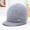 Gorro de Invierno para Mujeres de Mediana Edad y Mayores Abuela Mamá Persona Mayor Gorro Cálido Más Terciopelo Protección contra el Frío Lana Gorro de Punto para Señora Mayor