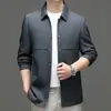 Jaqueta de negócios casual leve de luxo para primavera e outono masculina, casaco fino de comprimento médio moderno para homens de meia-idade, estilo pai