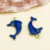 Colgante de delfín de esmalte de doble cara de acero inoxidable para pendientes, pulseras, llaveros y joyería hechos a mano para DIY