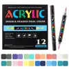 Marcador de Acrílico Líquido Recto con Punta Suave, Lavable, Bolígrafo de Acuarela Apilable en Color para Graffiti DIY en Jarrones de Vidrio