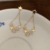 Aretes de cadena de estrella de cinco puntas con micro incrustaciones de circonitas Diseño nicho para mujer Aretes súper hada inteligentes de alta gama exquisitos versátiles