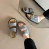 Pantuflas Birkenstock de Cuero Genuino de Doble Botonadura con Suela Suave para Verano Calzado de Exterior Sandalias Planas Casuales de Playa con Suela Gruesa para Mujer