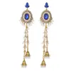 Pendientes étnicos de talla europea y americana más vendidos, pendientes largos ovalados en forma de lágrima, estilo étnico elaborado y creativo con incrustaciones de diamantes de alta gama