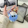Colgante Popular Lindo Elfo de Amazon con Botón Colorido, Bola de Carbón Pequeña, Llavero de Coche de Piel de Conejo, Adorno de Peluche