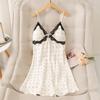 Bata Fina de Seda Hielo para Mujer Primavera y Verano Transfronteriza, Camisola Sexy de Deseo Puro, Ropa de Casa sin Espalda con Encaje y Almohadillas en el Pecho