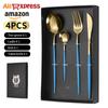 Conjunto de Talheres de Aço Inoxidável Português Transfronteiriço Temu Conjunto de Quatro Peças Faca, Garfo e Colher Hotel Faca, Garfo e Colher para Bife Ocidental