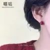 Pendientes de Plata de Aguja S999 con Cubo de Azúcar Rojo Th0235 Estilo Retro Otoño e Invierno de Año Nuevo Modelo Nuevo para Mujer