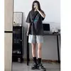 Pantalones cortos deportivos grises estilo americano para mujer, de verano, finos, de cintura alta, adelgazantes, 100% algodón, pierna ancha, holgados, casuales, de longitud media