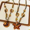 Moda Bohemio Europea y Americana Estilo Étnico Retro Collar Largo Cadena de Madera para Suéter Transfronteriza Accesorios para Ropa de Hombre y Mujer
