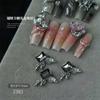 Nail Art Wear Peças de Unha Acabadas Broca Jóias Diamante Caixa de Presente Borboleta Coração Torto Cristal Dourado Joias Broca de Unha