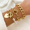 Pulsera de Cadena de Aleación de Metal Multicapa Europea y Americana Set Personalizado Mix and Match Adornos de Mano Pulsera de Disco de Estrella de Cinco Puntas Corazón para Mujer