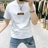 Camiseta masculina de manga curta 2025, nova, primavera e verão, tendência, casual, com estampa de letras, manga curta, slim fit, camiseta para todos os gostos
