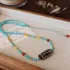 Collar de Turquesa Magnesita Cadena para Clavícula Ajustable con Cuarzo Rosa Ágata Cuenta Dzi Cadena para Suéter Regalo Transmisión en Vivo