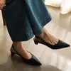 Nuevas Sandalias Vintage de Punta Cerrada para Primavera y Verano, Tacón Medio Estilo Francés, Piel de Vaca Lavada de Primera Capa, Sandalias Versátiles de Tacón Bajo y Punta Fina