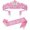 Decoración de fiesta de cumpleaños de diosa de celebridades en línea, diadema con corona colorida y correa para el hombro, foto de princesa de cumpleañera