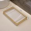 Estante decorativo nórdico de hierro creativo sin perforaciones de doble capa para baño, lavabo, escritorio, almacenamiento de cosméticos